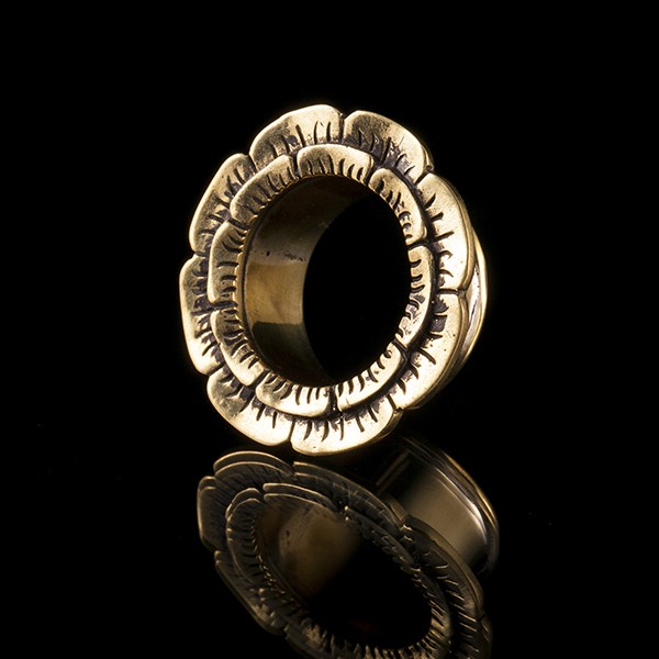 Open Flower Brass Ear Tunnels - Plugs - Eyelets