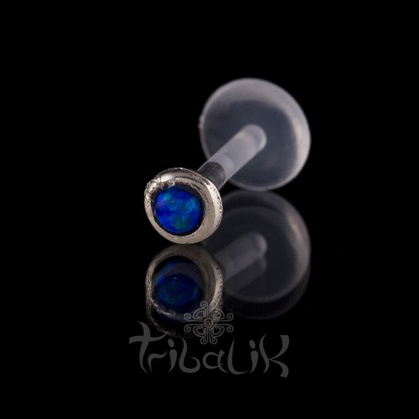 Silver Blue Stone Labret/Tragus Stud