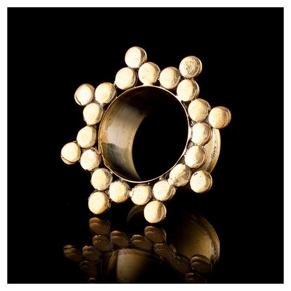 Brass Sun Mandala Ear Tunnel - Plugs - Eyelets