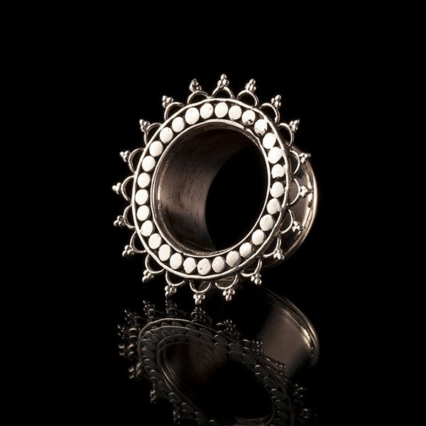 Ornate White Metal Ear Tunnels - Plugs - Eyelets