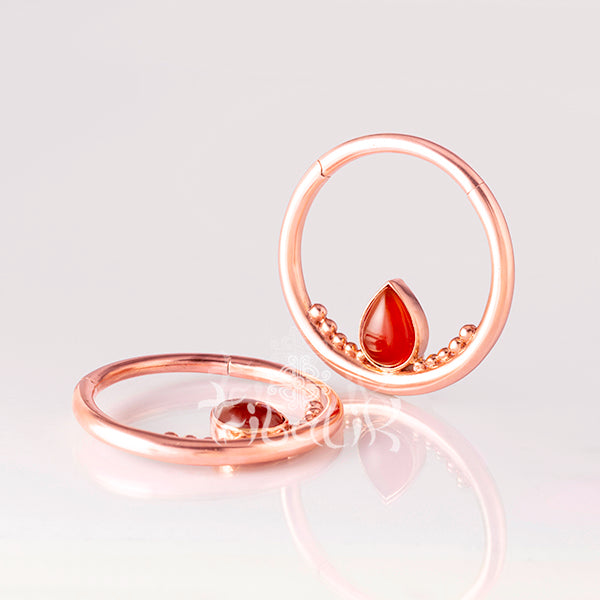 Rose Gold Ear Weights for 4mm with Carnelian Teardrop- Mata Hari