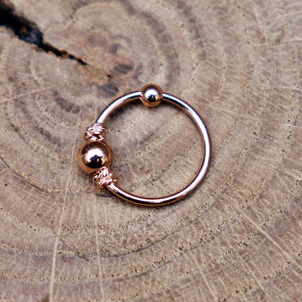 Traditional Ornate Indian Nose Ring Rose Gold Plated Tribalik