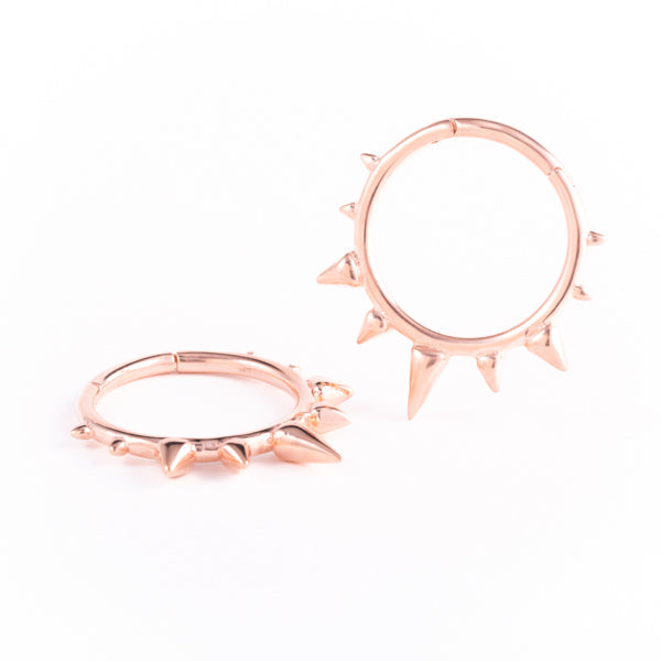 18k rose gold plated brass clicker earrings - ear weights - Ceremony with spikes 