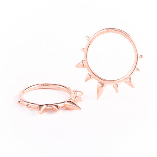 18k rose gold plated brass clicker earrings - ear weights - Ceremony with spikes