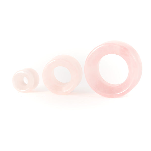 Rose Quartz Ear Tunnel for stretched ears, crystal | Tribalik
