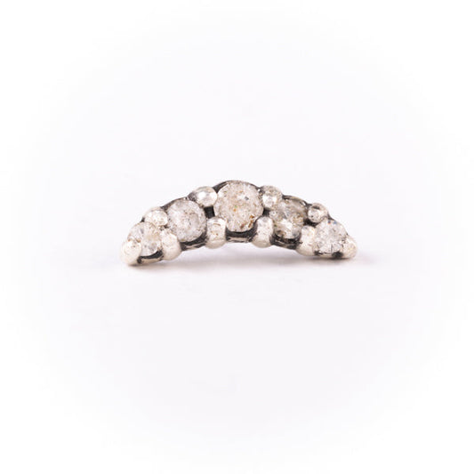 Silver Threadless End Cluster Multi Piercing Stud with five Zirconias