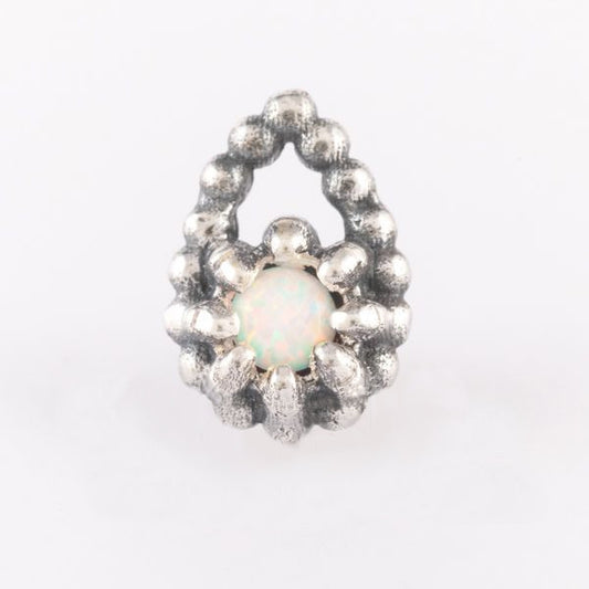 Silver Threadless Labret With Opalite Stone
