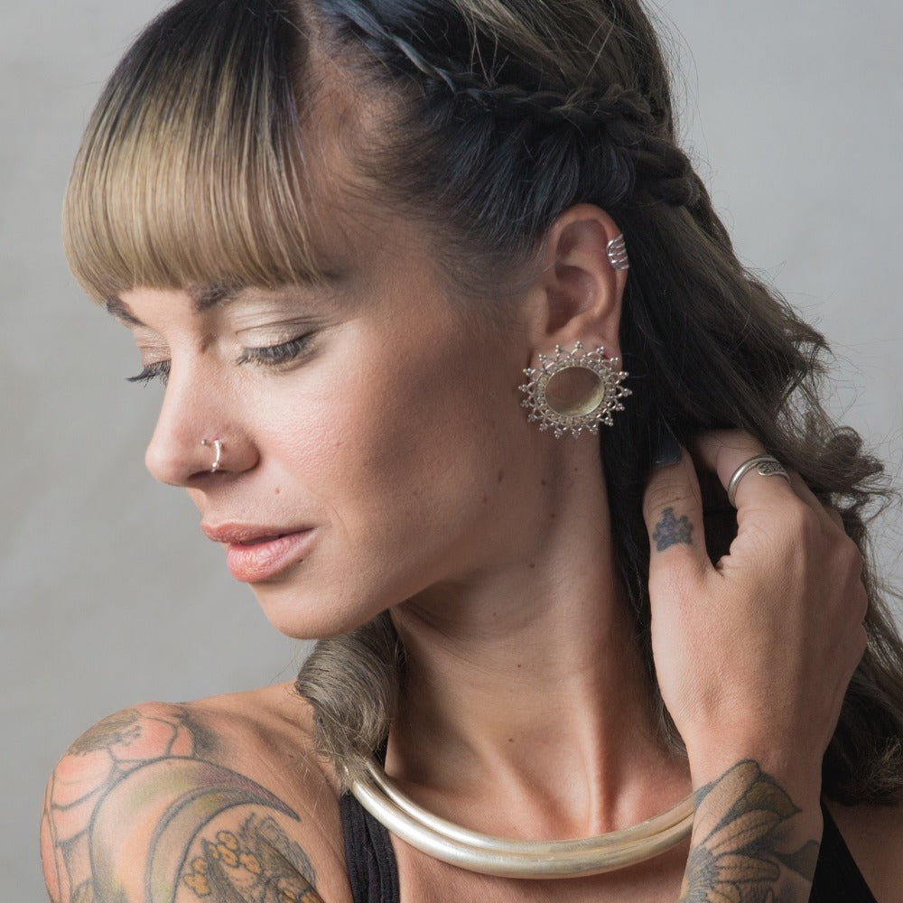 sterling silver ear tunnel