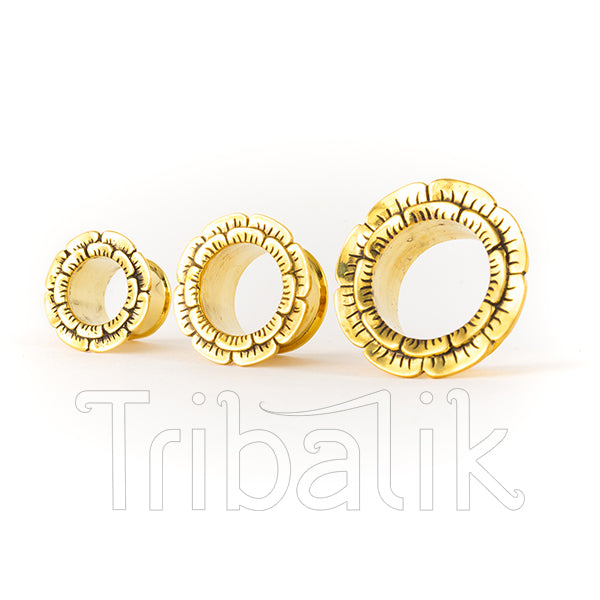 Bloom Open Flower Brass Ear Tunnels - Plugs - Eyelets