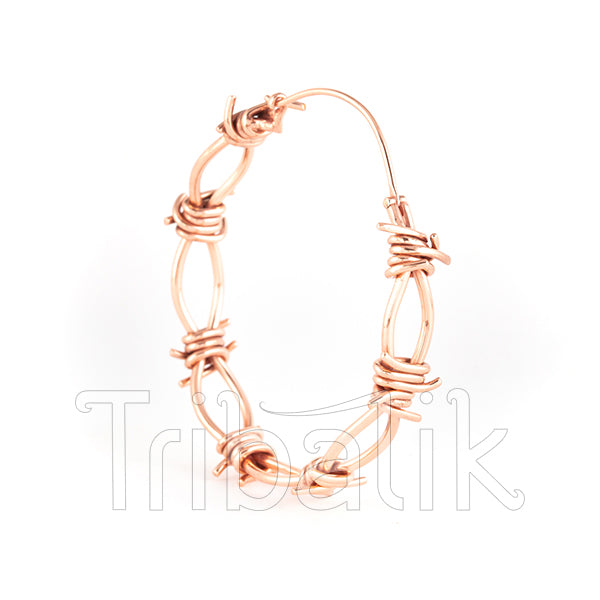 18K Rose Gold Plated Earrings Barbed Wire - Pua