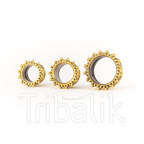 Dotted Sun Ray Brass Sun Ear Tunnel - 12mm - 16mm