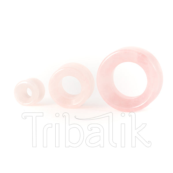 Rose Quartz Stone Ear Tunnel | Eyelet