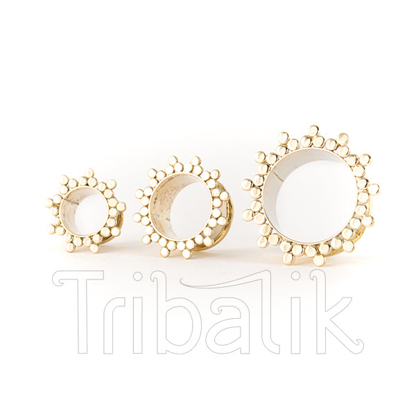 Sun Ray White Bronze Sun Mandala Ear Tunnel - Plugs - Eyelets