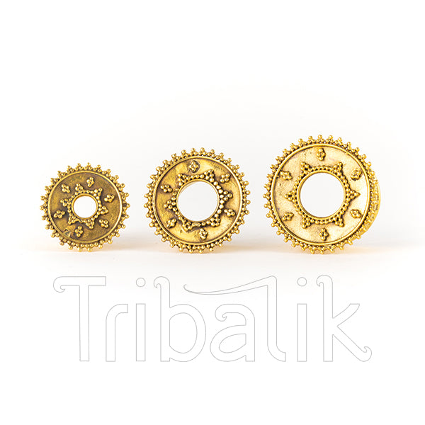 Stellar Beaded Dotwork Brass Ear Tunnels - Plugs - Eyelets