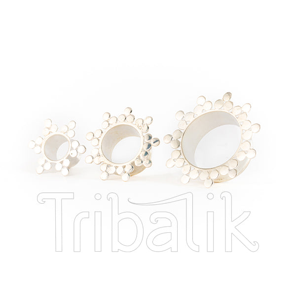 Sun Ray Silver Plated Sun Mandala Ear Tunnel - Plugs - Eyelets
