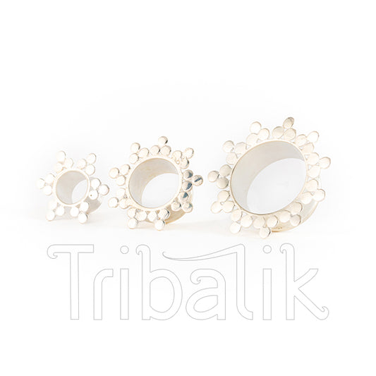 Sun Ray Silver Plated Sun Mandala Ear Tunnel - Plugs - Eyelets