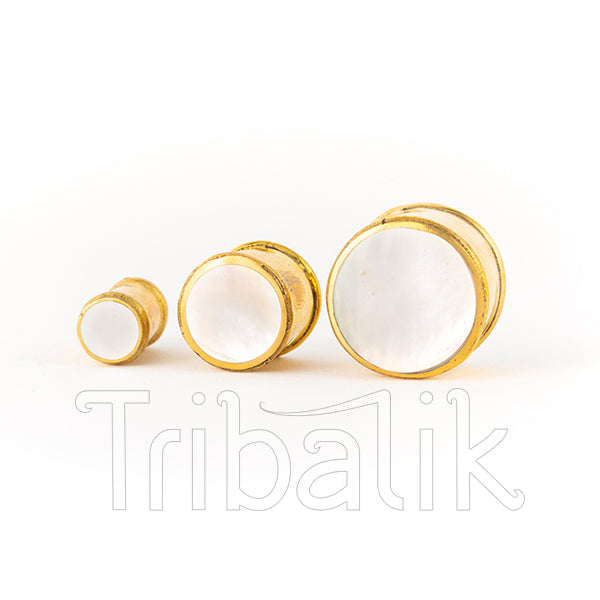 Mother of Pearl Shell & Brass Ear Plug