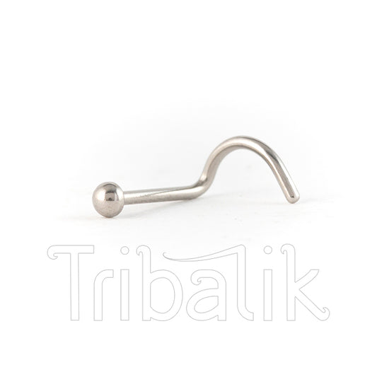 Stainless Steel Nose Stud, corkscrew end.