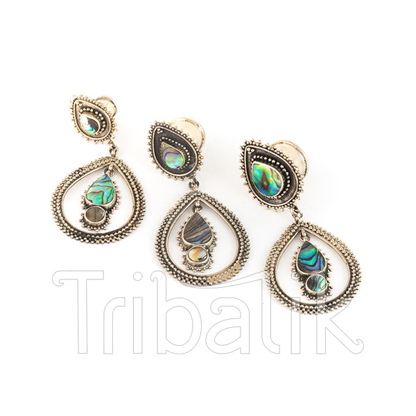 MAHARANI Abalone Shell & White Metal Ear Tunnels | Plugs