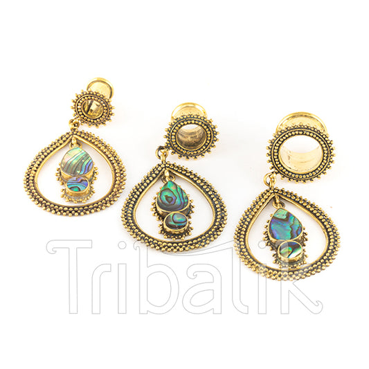 MAJESTIC Abalone Shell & Brass Ear Tunnels | Plugs