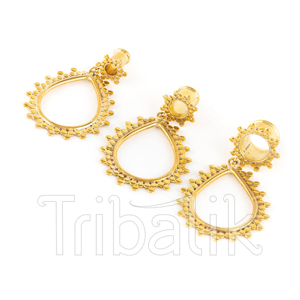 Sun Ray Drop Brass Teardrop Ear Plugs/Tunnels