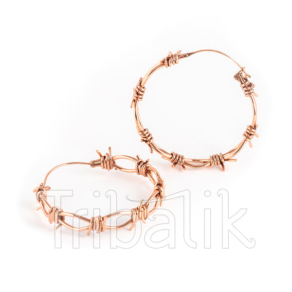 18K Rose Gold Plated Earrings Barbed Wire - Pua