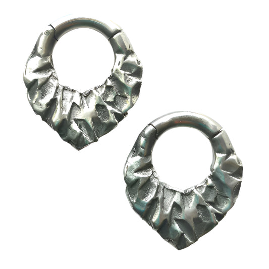 White Brass Hammered Magnetic Ear Weights