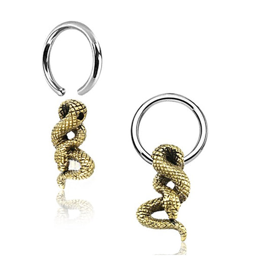 Stainless Steel and Brass Snake Body Ring Nipple Ring