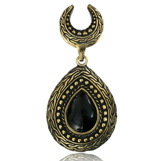 Detailed Brass Ear Saddle - Onyx Drop