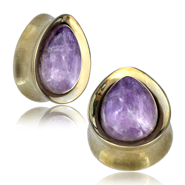 amethyst and gold ear weights