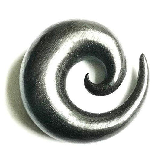 Black Arang Wood Spiral Ear Expander Vegan Organic Stretcher Jewellery