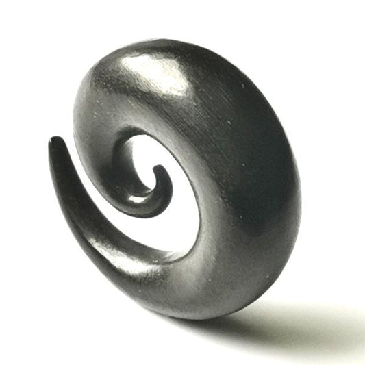 Black Arang Wood Spiral Ear Expander Vegan Organic Stretcher Jewellery