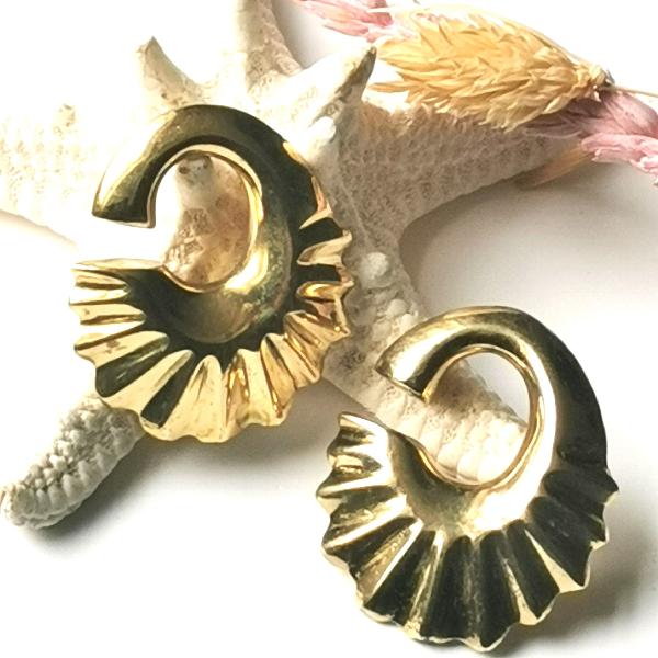 Brass Circle Ear Weights - Sun Rays