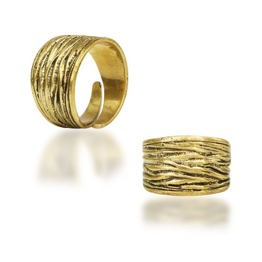 Gold Adjustable Ring | Textured