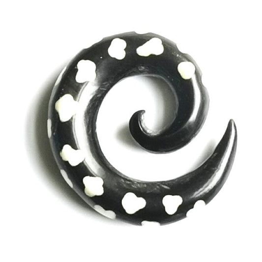 Horn Ear Stretcher With Bone Dotted Inlay Work