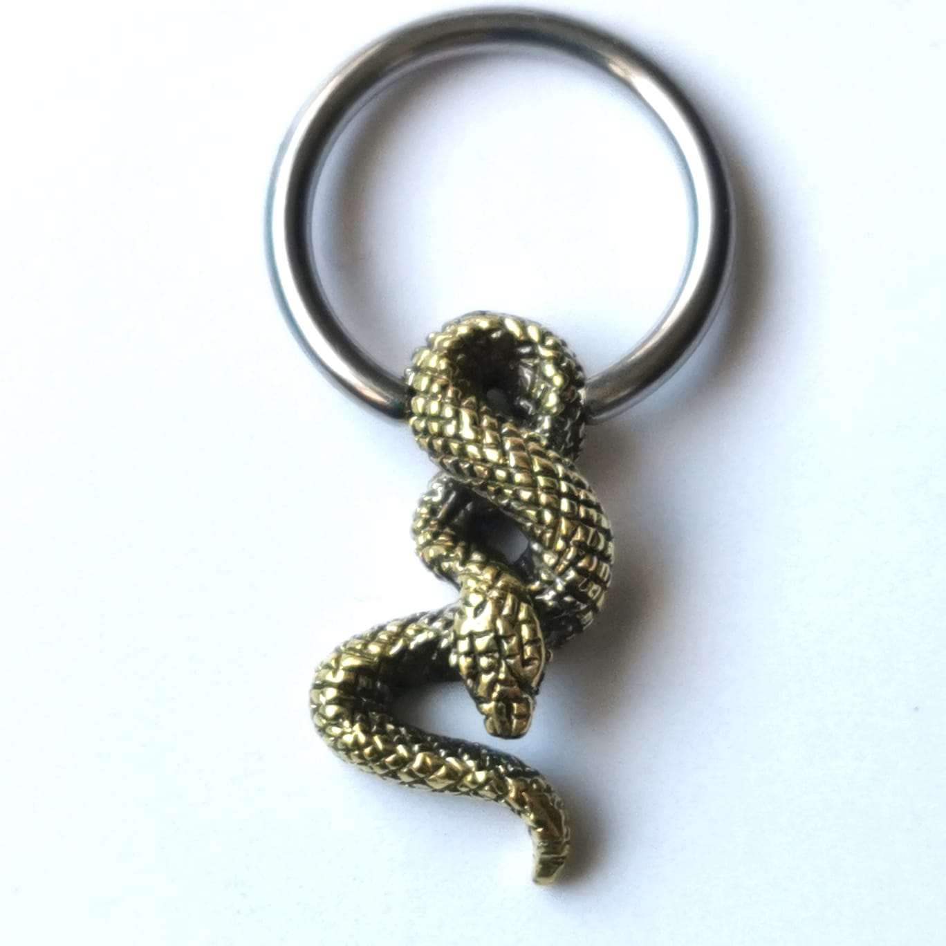 Stainless Steel and Brass Snake Body Ring Nipple Ring