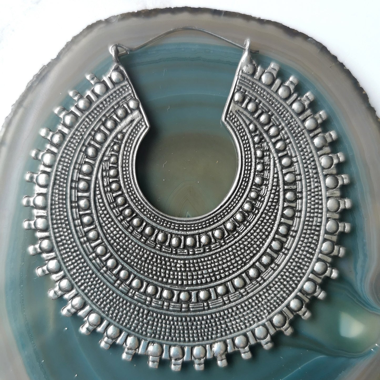 White Brass Large Earrings - Devotion