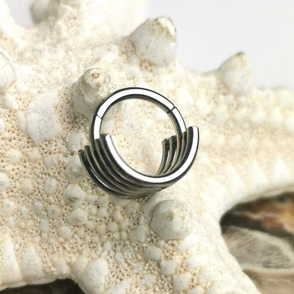 Layered Stainless Steel Multi Piercing Septum Ring Clicker