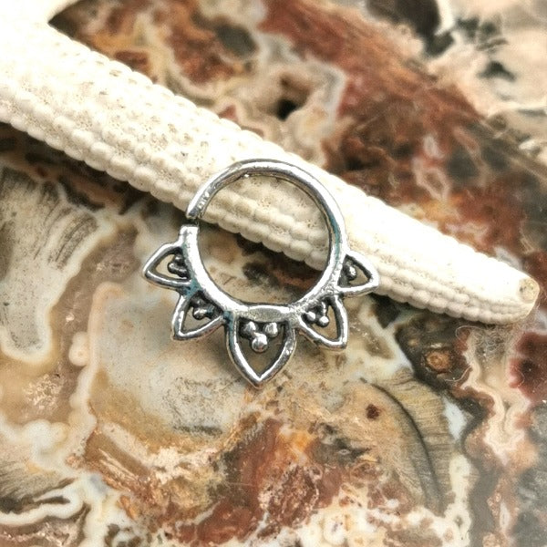 Sterling Silver Tragus Ring | Lotus Flower