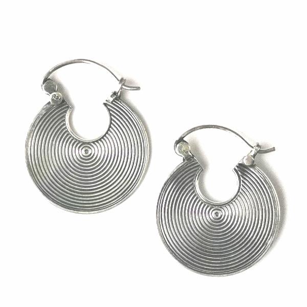 Tribal Silver Crescent Sun Earrings