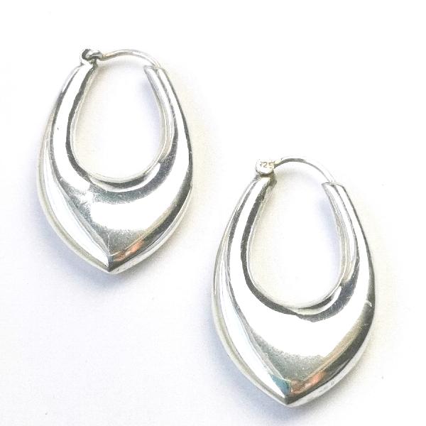 Silver Oval Hoop Earrings