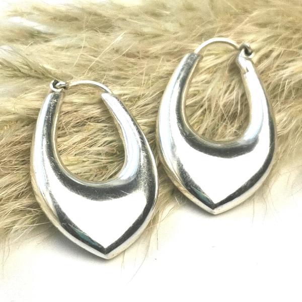 Silver Oval Hoop Earrings