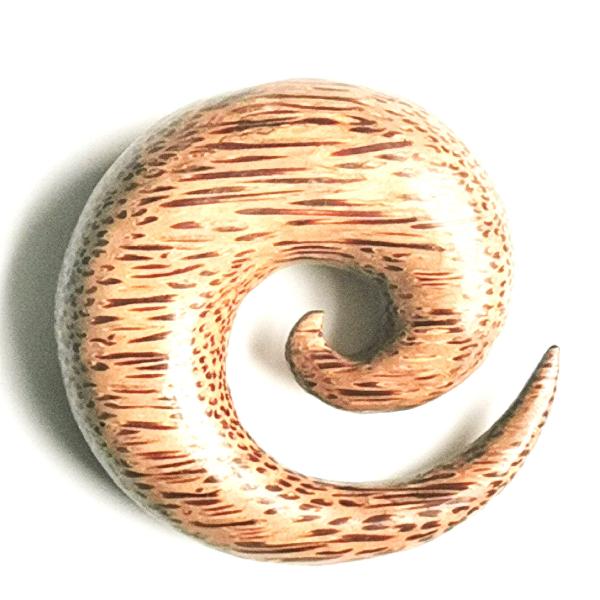 Palm Wood Spiral Ear Expander Vegan Organic Stretcher Jewellery