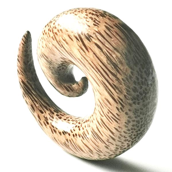 Palm Wood Spiral Ear Expander Vegan Organic Stretcher Jewellery