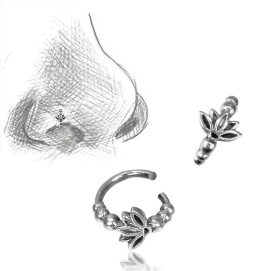 Sterling silver piercing ring Lotus flower