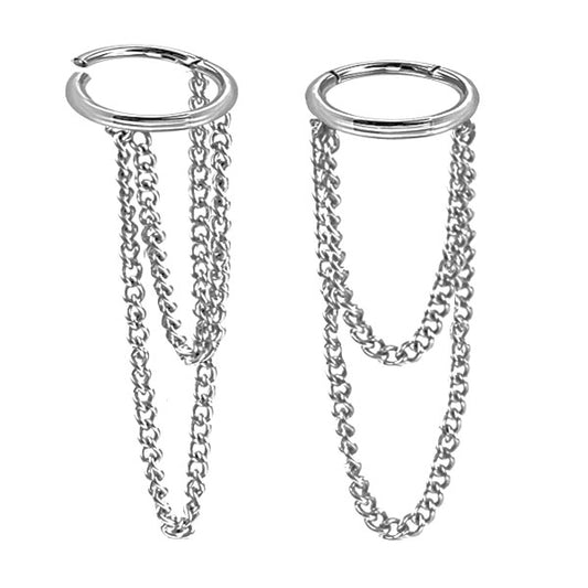 Double Chain Stainless Steel Multi Piercing Ring