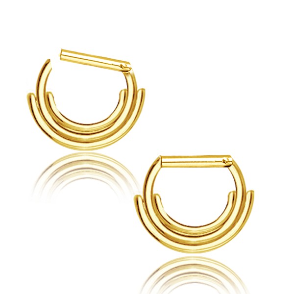 Layered Crescent Gold Plated Stainless Steel Multi Piercing Septum Ring Clicker