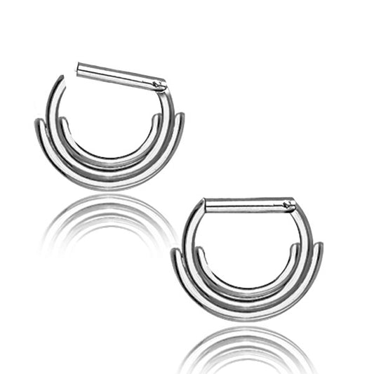 Layered Crescent Stainless Steel Multi Piercing Septum Ring Clicker