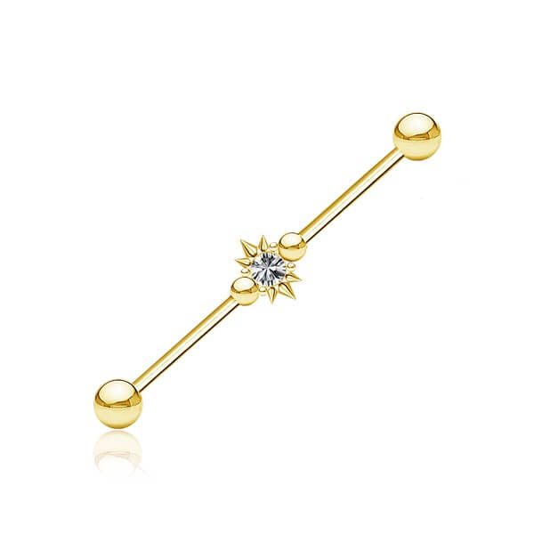 Gold Plated Stainless Steel Industrial Bar - Spiky Crystal