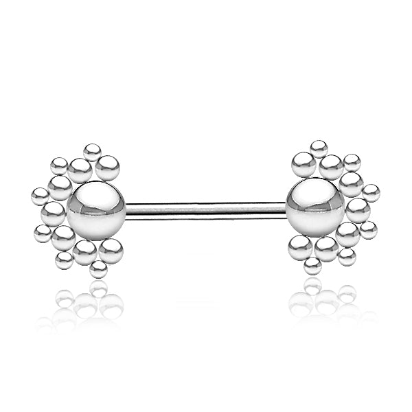 Stainless Steel Nipple Bar With Dotted Ball